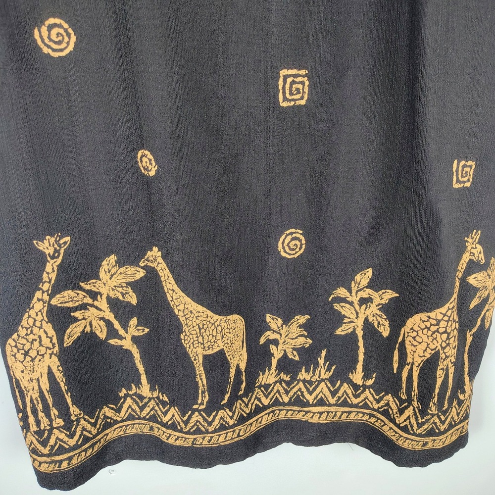 Alfred Dunner Womens SZ 16P Giraffe Safari Midi Skirt Black Gold Global Core - Picture 2 of 9